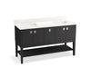 KOHLER K-35028 Seagrove by Studio McGee 60" bathroom vanity cabinet with sinks and quartz top, ferrous grey