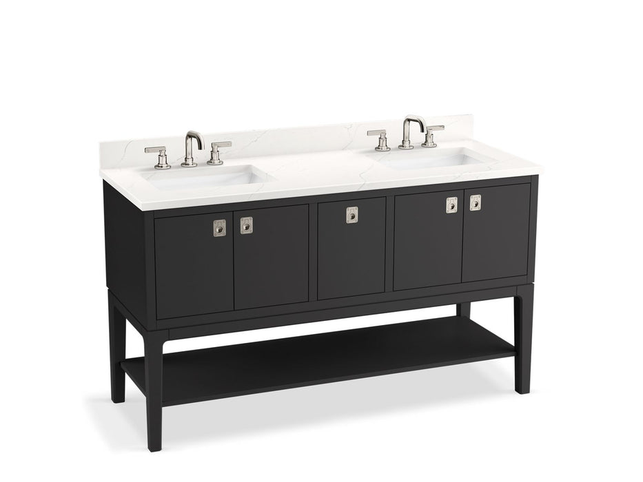 KOHLER K-35028 Seagrove by Studio McGee 60" bathroom vanity cabinet with sinks and quartz top, ferrous grey - view 2