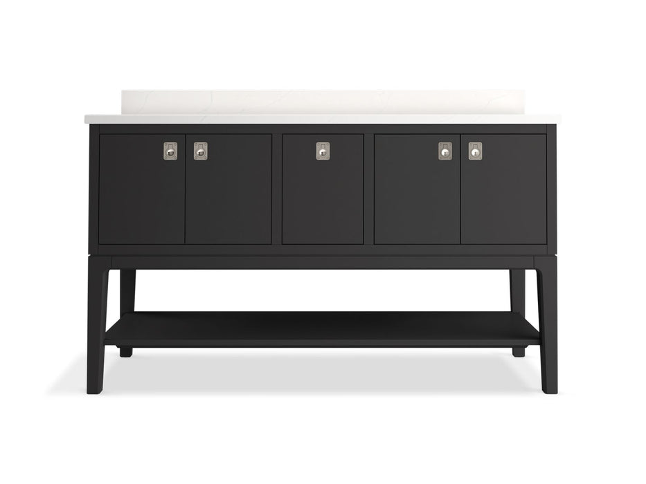 KOHLER K-35028 Seagrove by Studio McGee 60" bathroom vanity cabinet with sinks and quartz top, ferrous grey - view 3