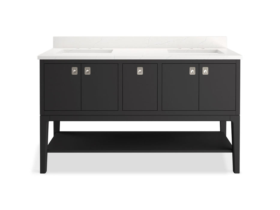 KOHLER K-35028 Seagrove by Studio McGee 60" bathroom vanity cabinet with sinks and quartz top, ferrous grey - view 4