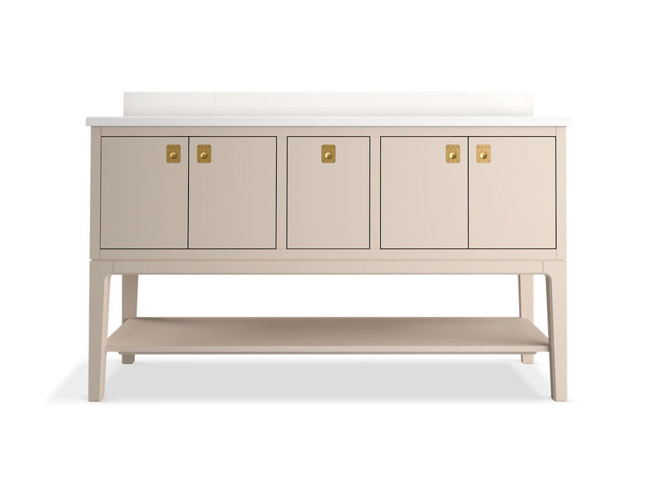 KOHLER K-35028 Seagrove by Studio McGee 60" bathroom vanity cabinet with sinks and quartz top, light clay - view 3