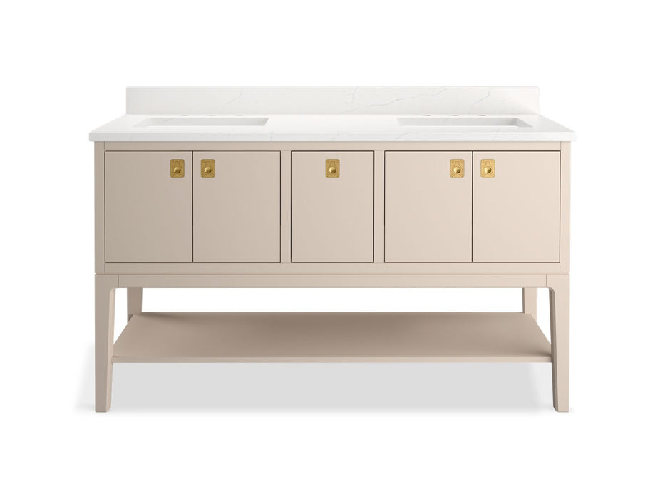KOHLER K-35028 Seagrove by Studio McGee 60" bathroom vanity cabinet with sinks and quartz top, light clay - view 4