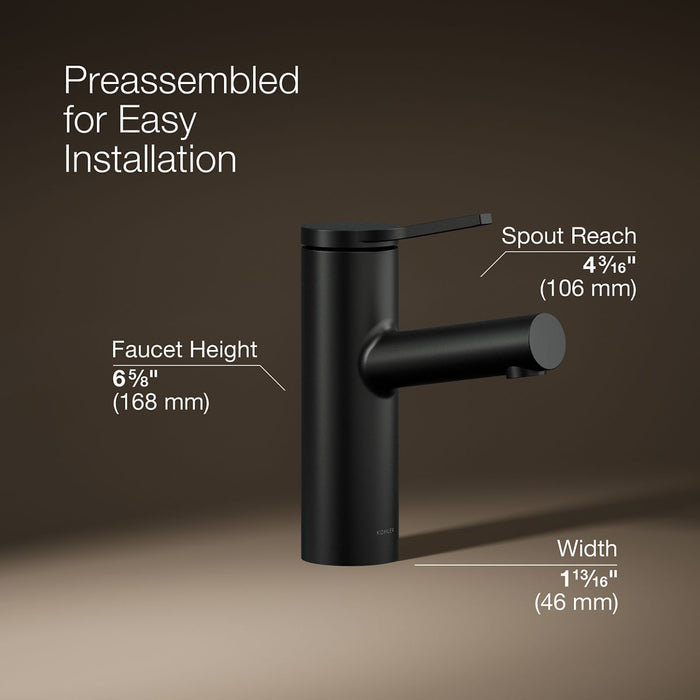 KOHLER K-35048-4K Elate Single-handle bathroom sink faucet, 1.0 gpm, matte black - view 4
