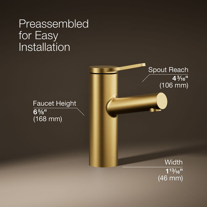 KOHLER K-35048-4K Elate Single-handle bathroom sink faucet, 1.0 gpm, vibrant brushed moderne brass - view 3