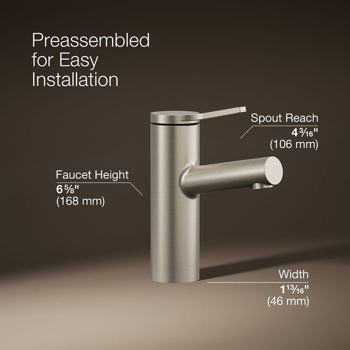 KOHLER K-35048-4K Elate Single-handle bathroom sink faucet, 1.0 gpm, vibrant brushed nickel - view 4