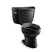 KOHLER K-3505-RA Wellworth Two-piece elongated toilet, 1.6 gpf, black black