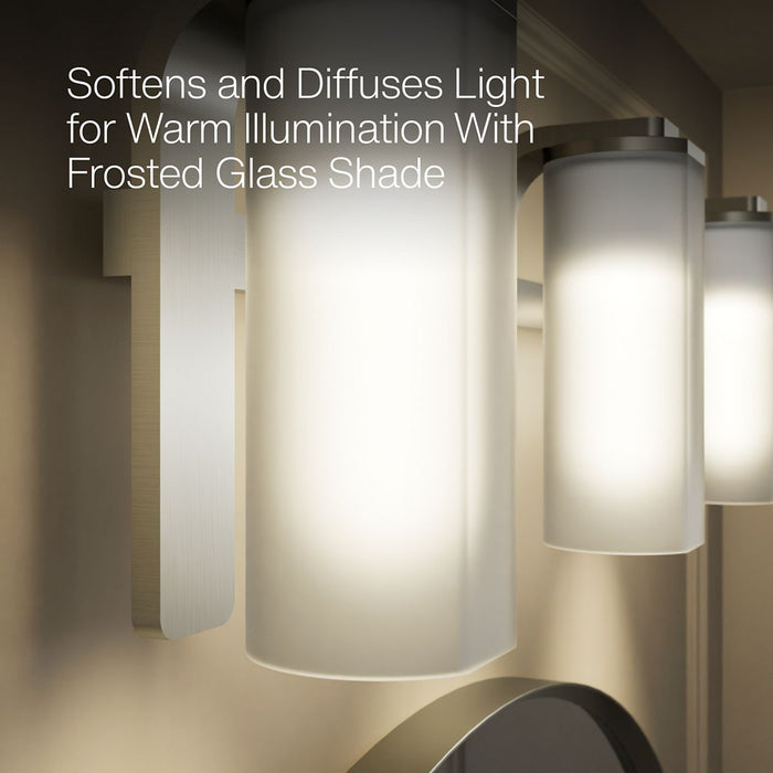 KOHLER K-35115-SC03 Parallel Three-light Sconce, Brushed Nickel - Shows close up detail of product in use in room
