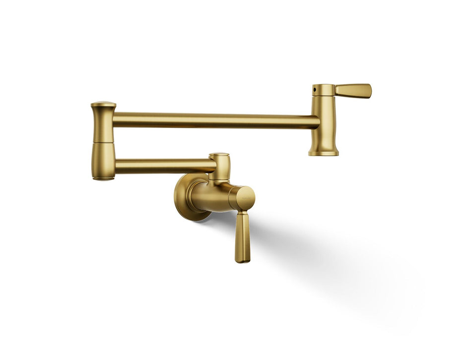 KOHLER K-35744 Wall-mount pot filler, vibrant brushed moderne brass