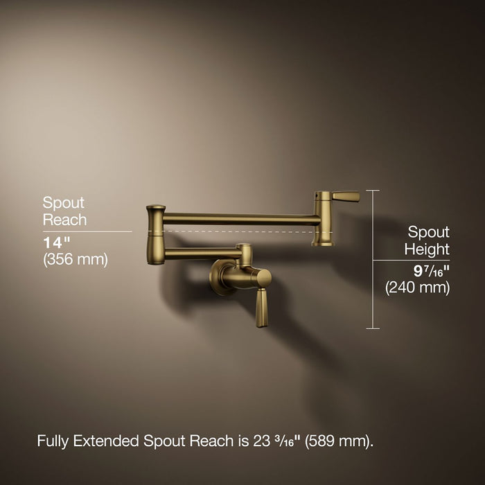 KOHLER K-35744 Wall-mount pot filler, vibrant brushed moderne brass - view 4