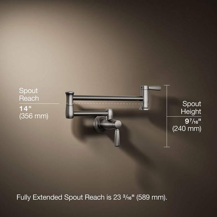 KOHLER K-35744 Wall-mount pot filler, vibrant stainless - view 2