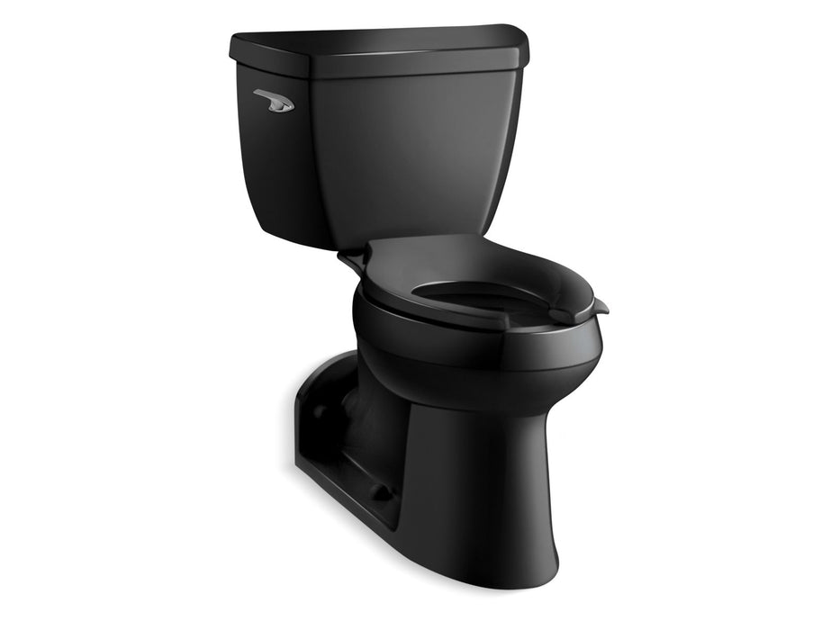 KOHLER K-3578-T Barrington ComForteeight Two-piece elongated chair height toilet with tank cover locks, black black