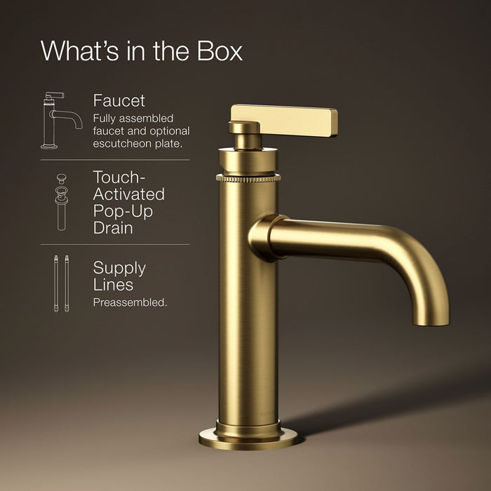 KOHLER K-35907-4 Castia by Studio McGee Single-handle bathroom sink faucet, 1.2 gpm, vibrant brushed moderne brass - view 2
