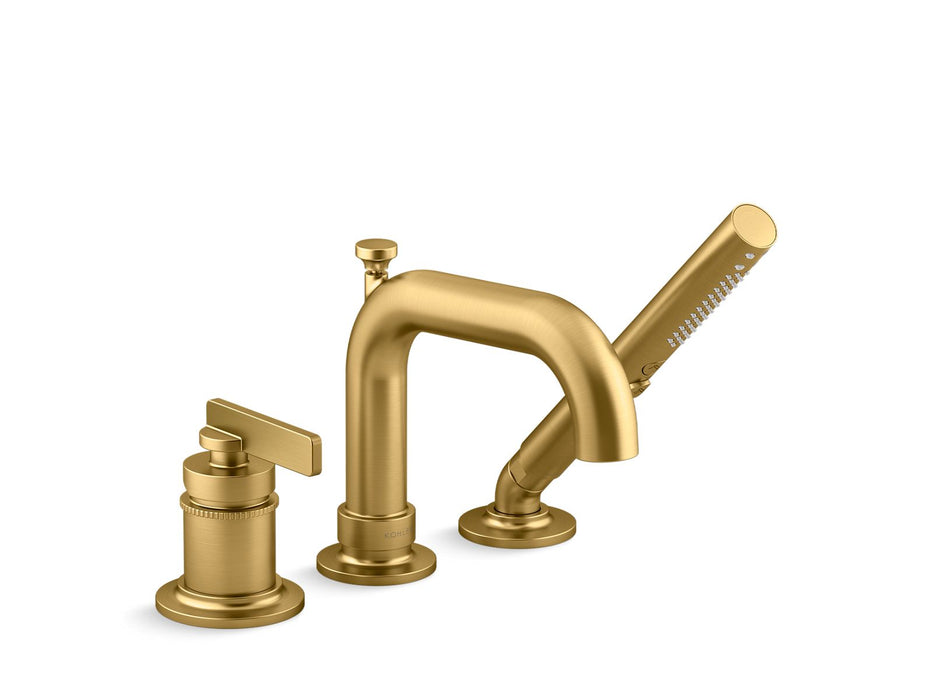 KOHLER K-35913-4 Castia by Studio McGee Deck-mount bath faucet with handshower, vibrant brushed moderne brass