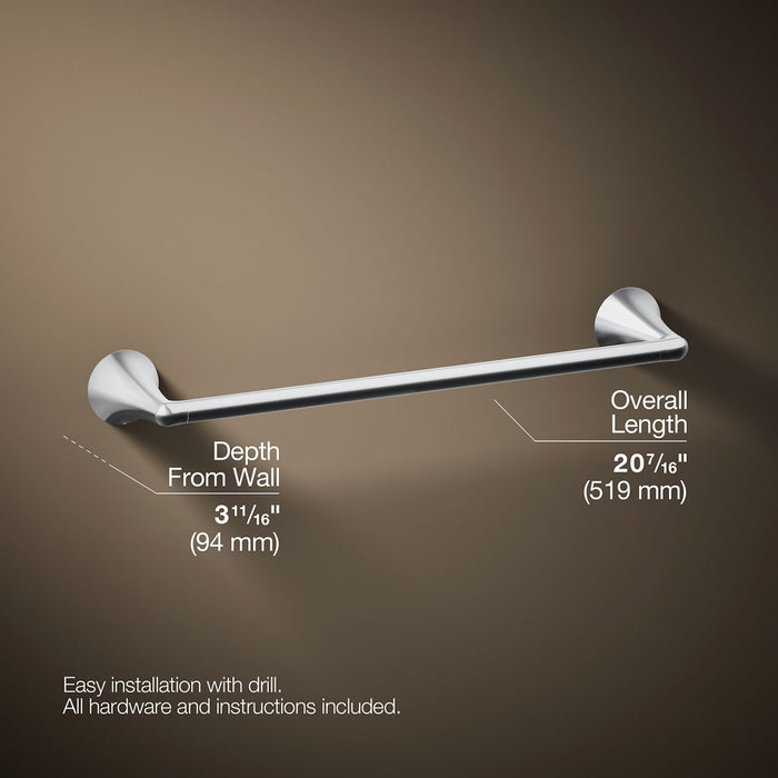 KOHLER K-35931 Buckley 18" towel bar, polished chrome - view 5