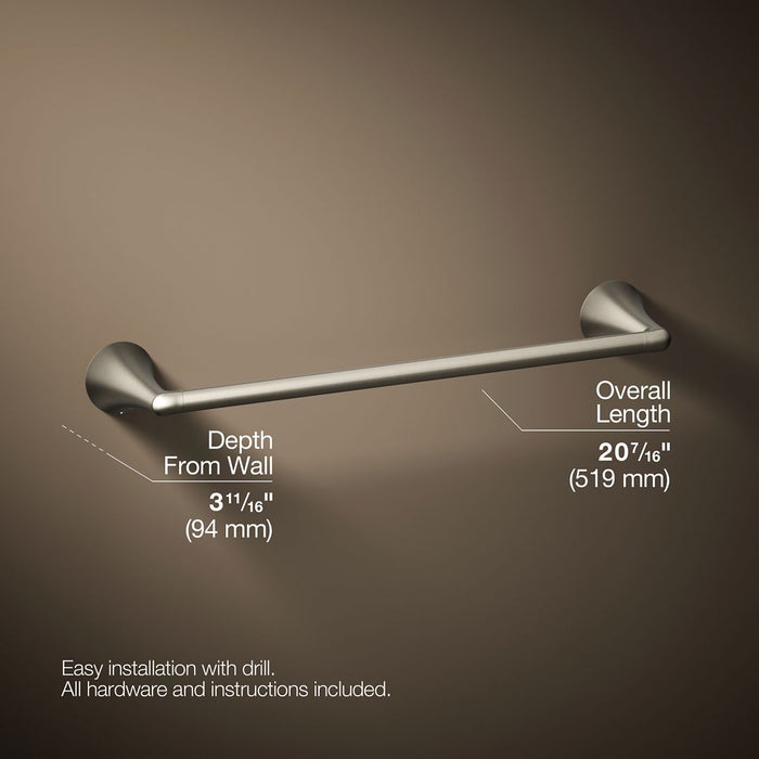 KOHLER K-35931 Buckley 18" towel bar, vibrant brushed nickel - view 5