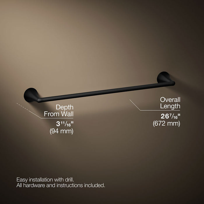 KOHLER K-35932 Buckley 24" towel bar, matte black - view 5