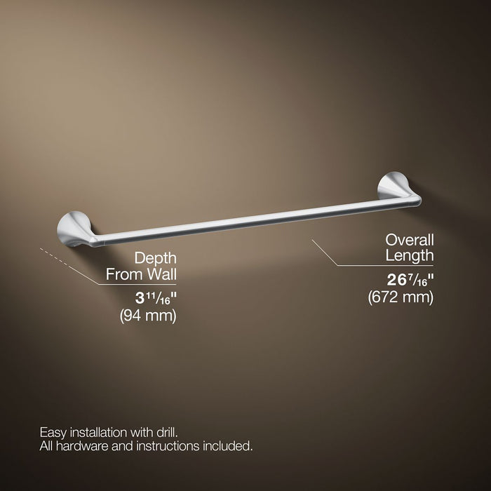 KOHLER K-35932 Buckley 24" towel bar, polished chrome - view 5