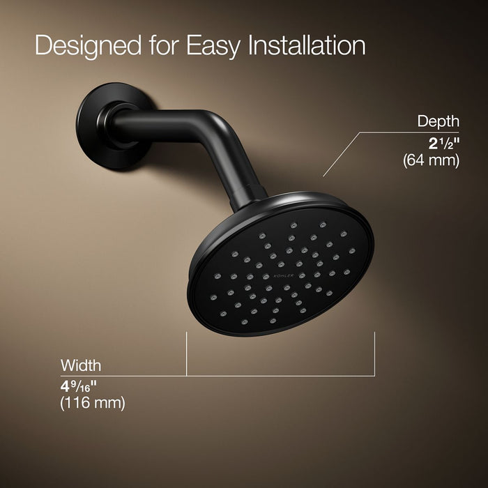 KOHLER K-35948 Bellera Single-function Showerhead, 1.75 GPM, matte black - view 5