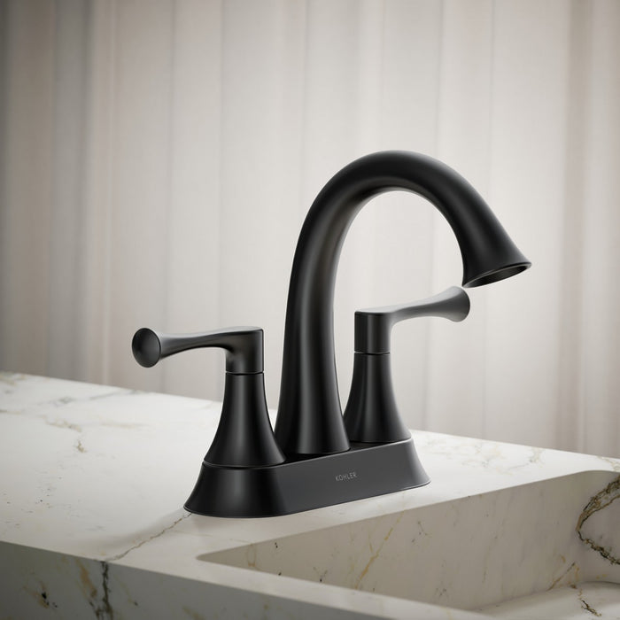 KOHLER K-35951-4 Buckley Centerset bathroom sink faucet, 1.2 gpm, matte black - view 4