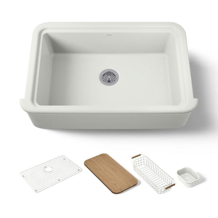 KOHLER K-36250-PC Audrine 35-1/2" undermount single-bowl farmhouse workstation kitchen sink, dune - view 3