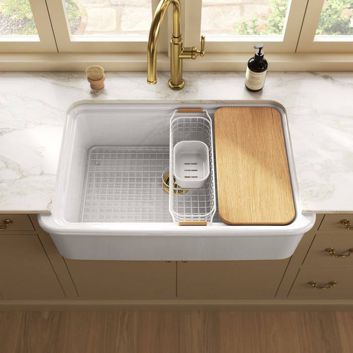 KOHLER K-36250-PC Audrine 35-1/2" undermount single-bowl farmhouse workstation kitchen sink, white - view 2