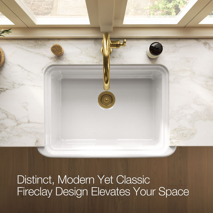 KOHLER K-36251 Audrine 32-1/2" undermount single-bowl farmhouse kitchen sink, white - view 4