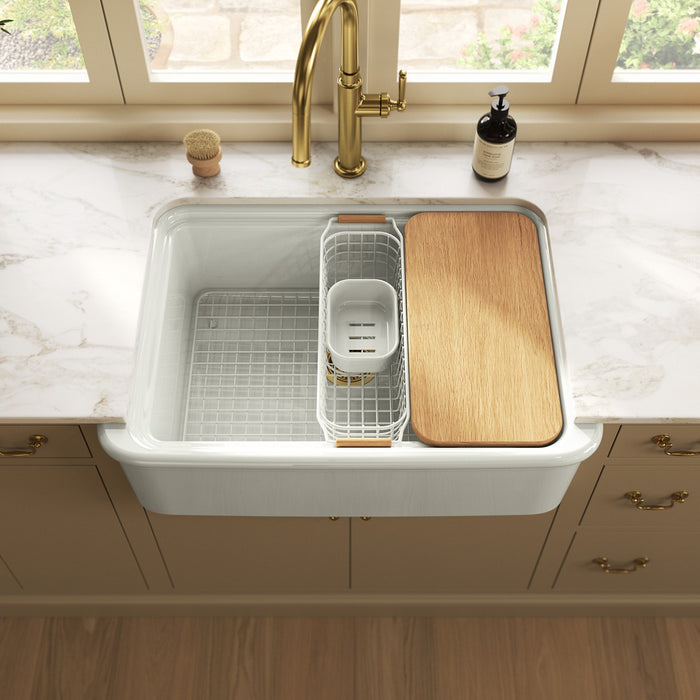 KOHLER K-36251-PC Audrine 32-1/2" undermount single-bowl farmhouse workstation kitchen sink, dune - view 2