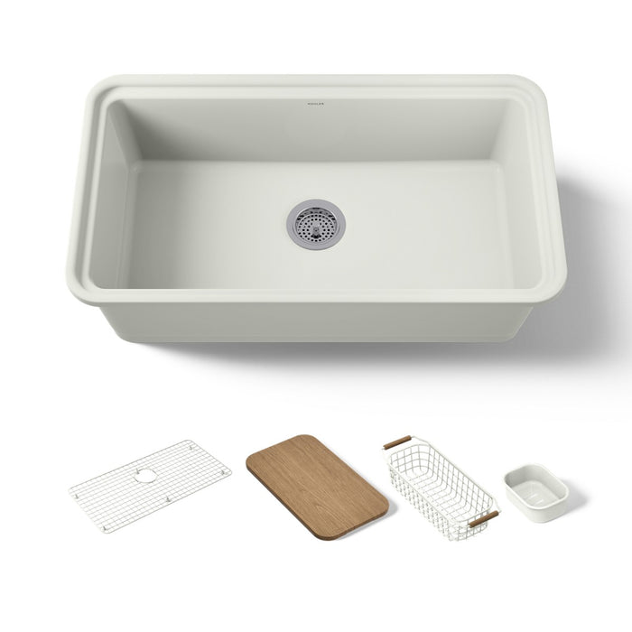 KOHLER K-36254-PC Audrine 33" undermount single-bowl workstation kitchen sink, dune - view 3
