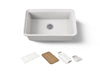 KOHLER K-36255-PC Audrine 30" undermount single-bowl workstation kitchen sink, white