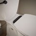 KOHLER K-36594-BL Covert ReadyLatch® Quiet-Close™ Round-front Toilet Seat, White - Shows close up detail of product in room
