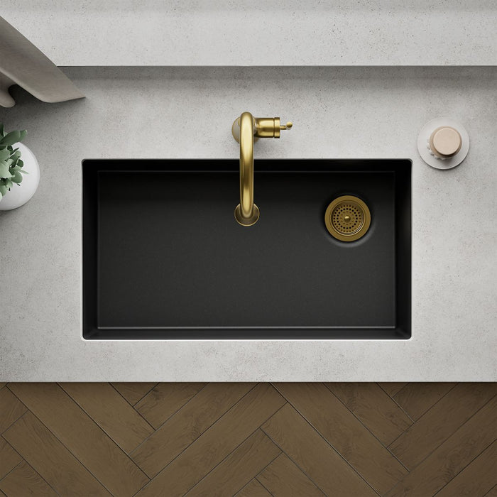 KOHLER K-36747 Billings 32-1/2" Undermount Single-bowl Kitchen Sink, Matte Black - Detail image of a product feature