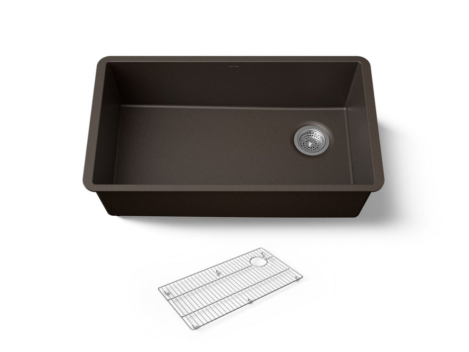 KOHLER K-36747 Billings 32-1/2" Undermount Single-bowl Kitchen Sink, Matte Brown - 3/4 view of product