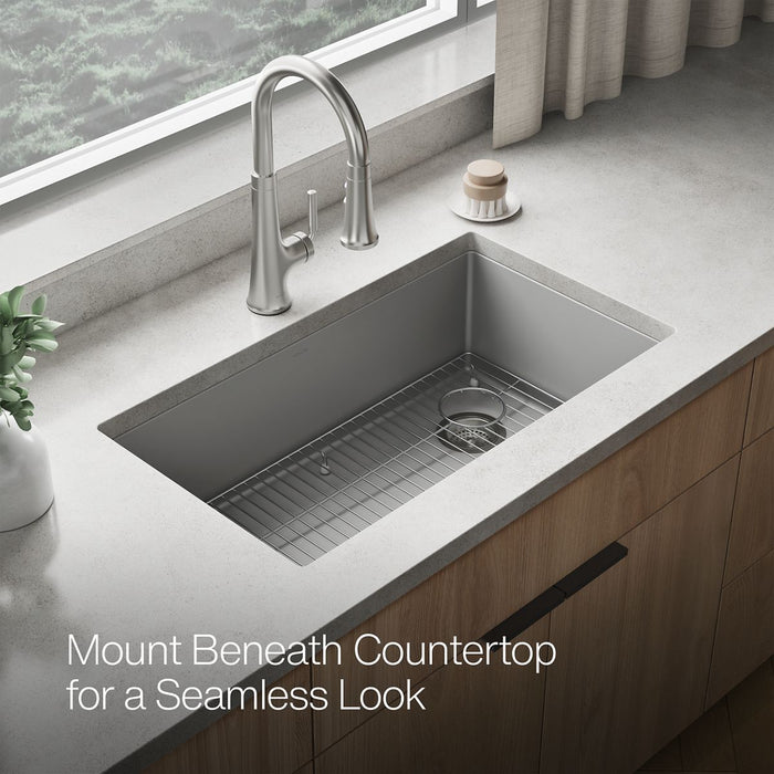 KOHLER K-36747 Billings 32-1/2" Undermount Single-bowl Kitchen Sink, Matte Grey - image focused on single product story