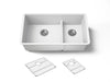 KOHLER K-36749 Billings 32-1/2" Undermount Double-bowl Kitchen Sink, Matte White - 3/4 view of product