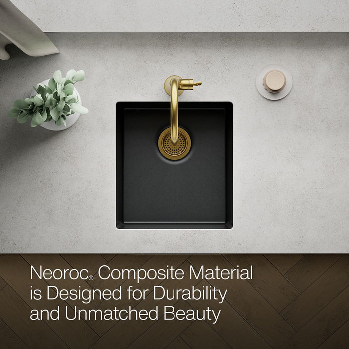 KOHLER K-36751 Billings 17-1/2" Undermount Bar Sink, Matte Black - Detail image of a product feature