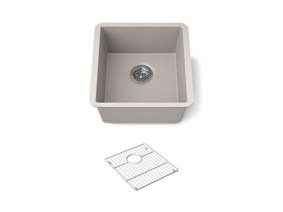 KOHLER K-36751 Billings 17-1/2" Undermount Bar Sink, Matte Taupe - 3/4 view of product