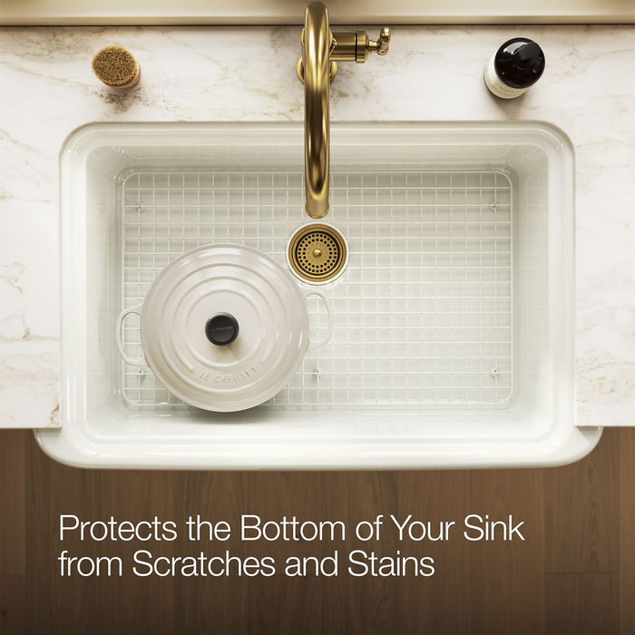 KOHLER K-37647 Sink Rack for Audrine Farmhouse Kitchen Sink, Dune - Products in use in overhead room view