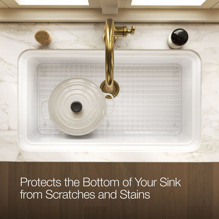 KOHLER K-37649 Sink Rack for Audrine Kitchen Sink, Cloude White - Products in use in overhead room view