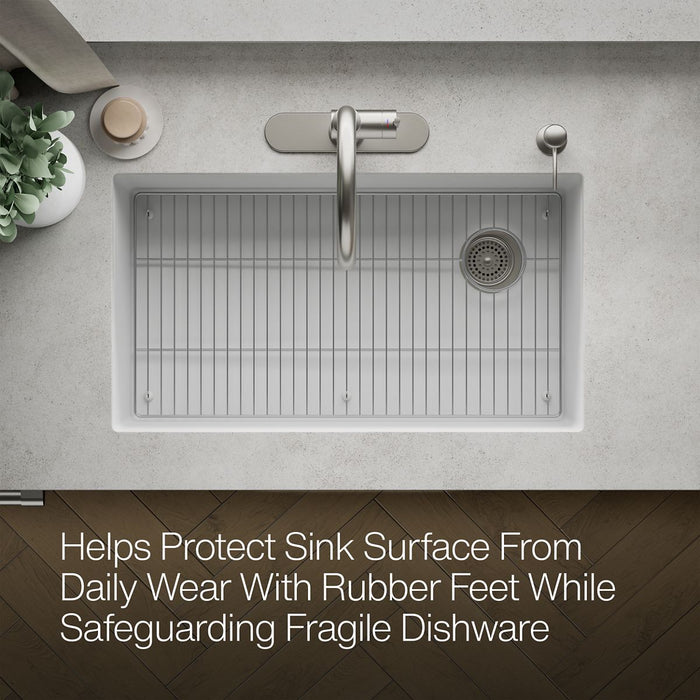 KOHLER K-37715 Billings Sink Rack, Stainless Steel - View of products in room from above