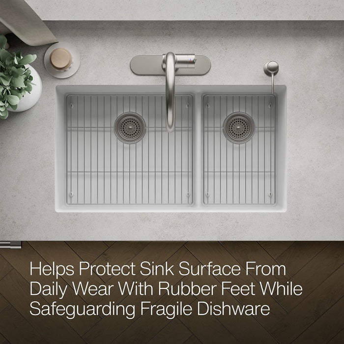 KOHLER K-37717 Billings Sink Racks, Stainless Steel - View of products in room from above
