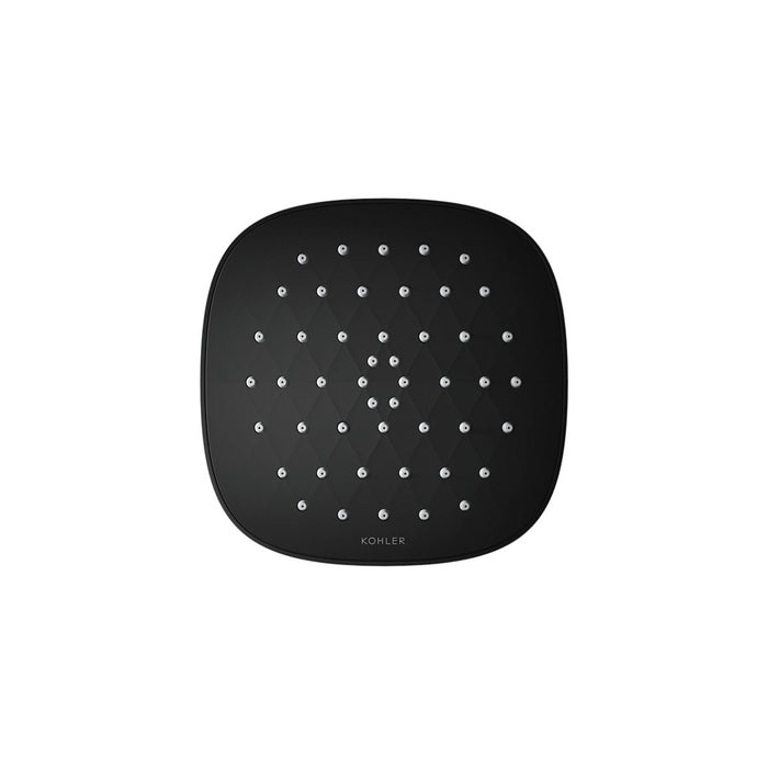 KOHLER K-37722-Y Cinq Square Single-function Filtered Showerhead, 2.5 GPM, Matte Black - front view of product
