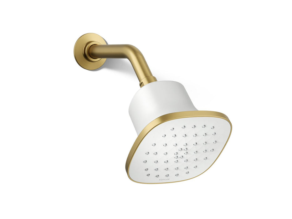 KOHLER K-37722-Y Cinq Square Single-function Filtered Showerhead, 2.5 GPM, Vibrant Brushed Moderne Brass - 3/4 view of produc