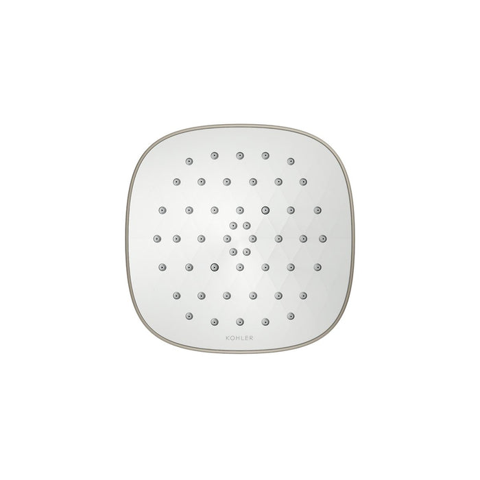 KOHLER K-37722-Y Cinq Square Single-function Filtered Showerhead, 2.5 GPM, Vibrant Brushed Nickel - front view of product