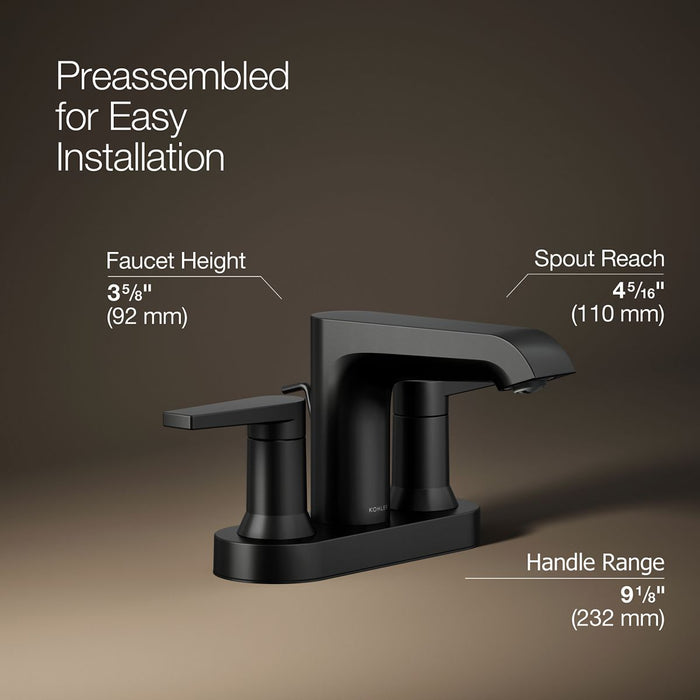 KOHLER K-37894-4 Hint Centerset bathroom sink faucet, 1.2 gpm