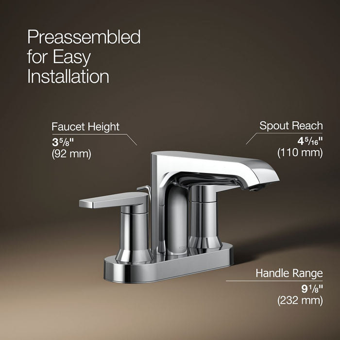KOHLER K-37894-4 Hint Centerset bathroom sink faucet, 1.2 gpm