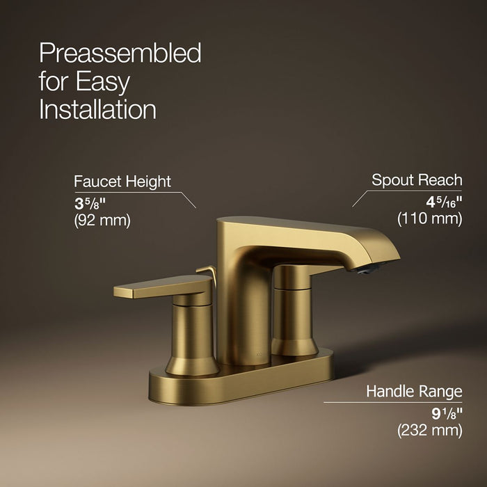 KOHLER K-37894-4 Hint Centerset bathroom sink faucet, 1.2 gpm