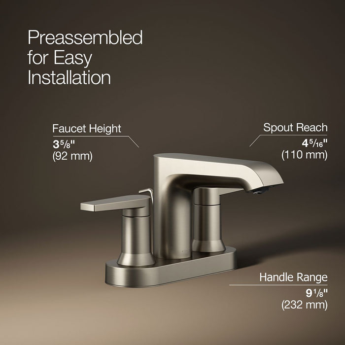 KOHLER K-37894-4 Hint Centerset bathroom sink faucet, 1.2 gpm