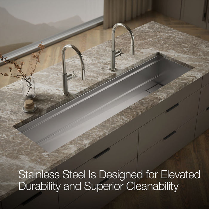 KOHLER K-37905-WAL Synthos 69-3/4" Undermount Single-bowl Workstation Kitchen Sink, Solid Wood Dark Walnut - Detail image of 