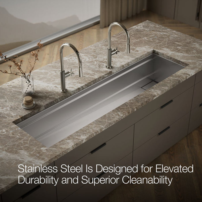 KOHLER K-37905 Synthos 69-3/4" undermount single-bowl kitchen sink, stainless steel - view 4