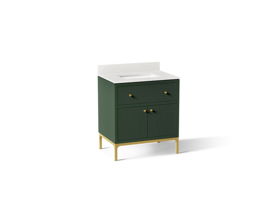 KOHLER K-38008 Calpa 30" bathroom vanity cabinet with sink and quartz top, emerald green